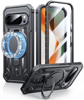 FNTCASE Google Pixel 10 Pro XL/9 Pro XL ケース リングホルダー付き マグネット式キックスタンド ミリタリーグレード 耐衝撃 保護 頑丈 携帯電話カバー